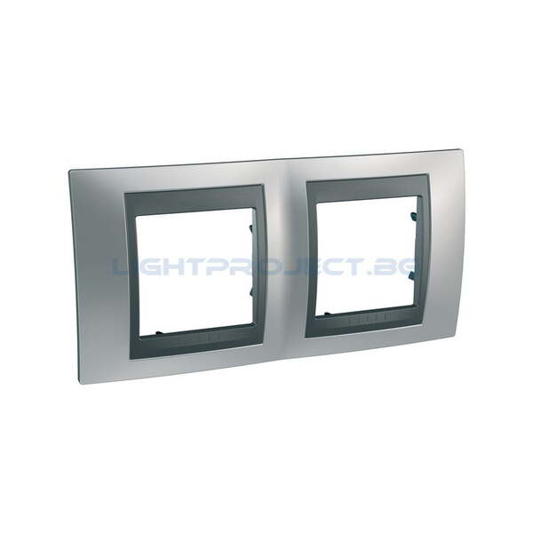 SCHNEIDER ELECTRIC MGU66.004.238 ДЕКОРАТИВНА РАМКА ДВОЙНА САТИНИРАН ХРОМ/ГРАФИТ UNICA TOP