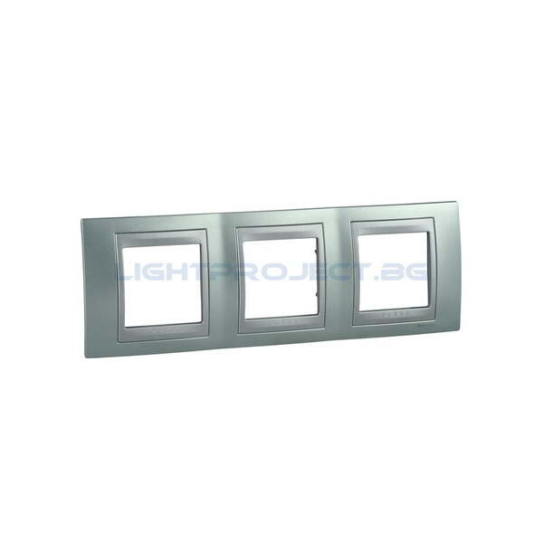 SCHNEIDER ELECTRIC MGU66.006.094 ДЕКОРАТИВНА РАМКА ТРОЙНА ФЛУОРИТ/АЛУМИНИЙ UNICA TOP