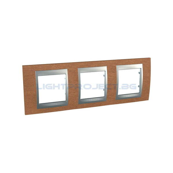 SCHNEIDER ELECTRIC MGU66.006.0M2 ДЕКОРАТИВНА РАМКА ТРОЙНА ЧЕРЕША/АЛУМИНИЙ UNICA TOP