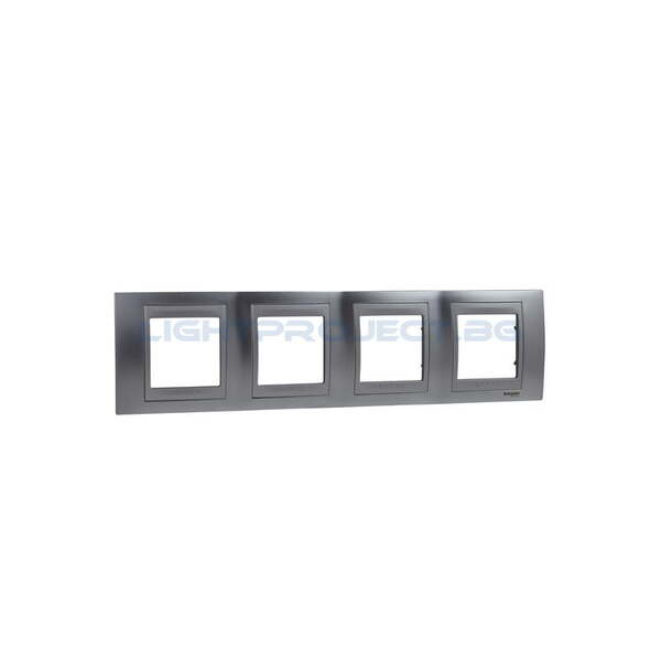 SCHNEIDER ELECTRIC MGU66.008.038 ДЕКОРАТИВНА РАМКА ЧЕТВОРНА САТИНИРАН ХРОМ/АЛУМИНИЙ UNICA TOP