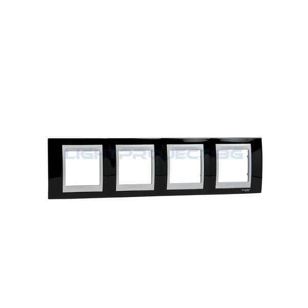SCHNEIDER ELECTRIC MGU66.008.093 ДЕКОРАТИВНА РАМКА ЧЕТВОРНА РОДИЙ/АЛУМИНИЙ UNICA TOP