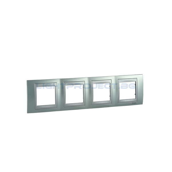 SCHNEIDER ELECTRIC MGU66.008.094 ДЕКОРАТИВНА РАМКА ЧЕТВОРНА ФЛУОРИТ/АЛУМИНИЙ UNICA TOP