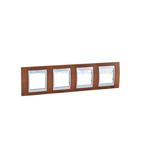 SCHNEIDER ELECTRIC MGU66.008.0M2 ДЕКОРАТИВНА РАМКА ЧЕТВОРНА ЧЕРЕША/АЛУМИНИЙ UNICA TOP