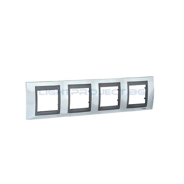 SCHNEIDER ELECTRIC MGU66.008.210 ДЕКОРАТИВНА РАМКА ЧЕТВОРНА ХРОМ/ГРАФИТ UNICA TOP
