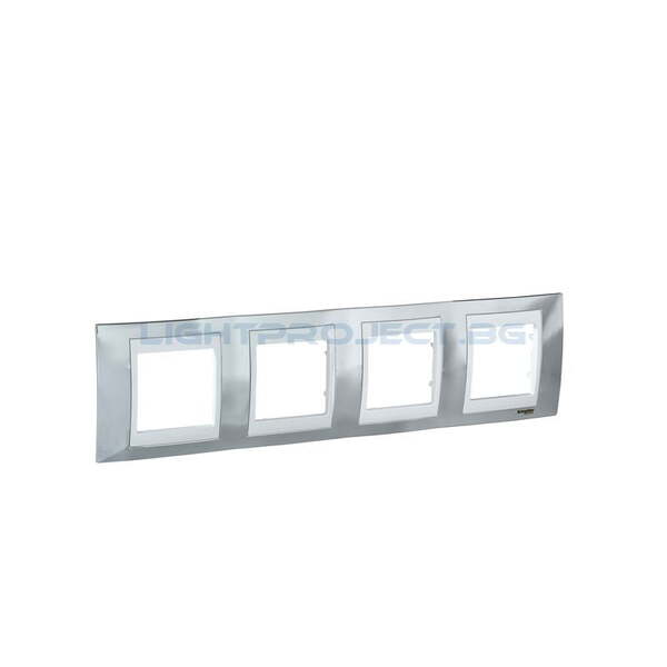 SCHNEIDER ELECTRIC MGU66.008.810 РАМКА UNICA PLUS ЧЕТВОРНА ХРОМ/БЯЛ