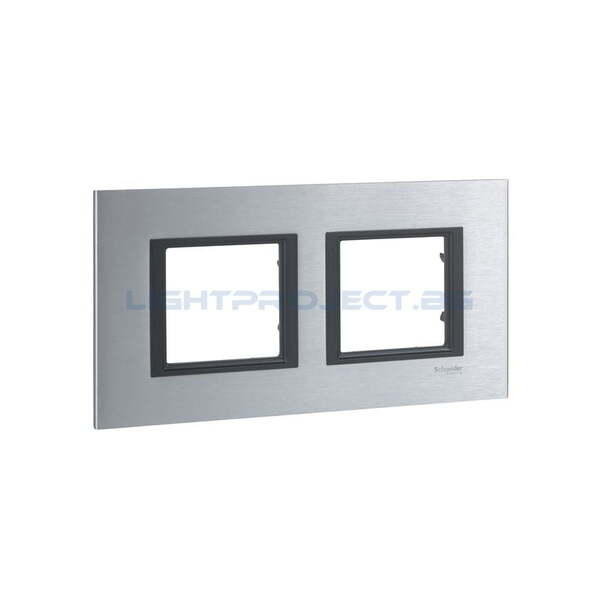 SCHNEIDER ELECTRIC MGU68.004.7A1 ДЕКОРАТИВНА РАМКА ДВОЙНА АЛУМИНИЙ UNICA CLASS