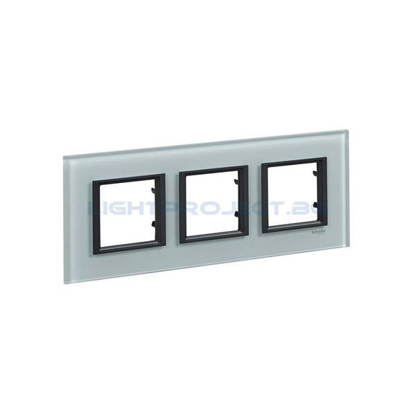 SCHNEIDER ELECTRIC MGU68.006.7C3 ДЕКОРАТИВНА РАМКА ТРОЙНА КРИСТАЛНО СИВО UNICA CLASS