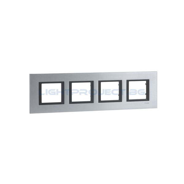 SCHNEIDER ELECTRIC MGU68.008.7A1 ДЕКОРАТИВНА РАМКА ЧЕТВОРНА АЛУМИНИЙ UNICA CLASS