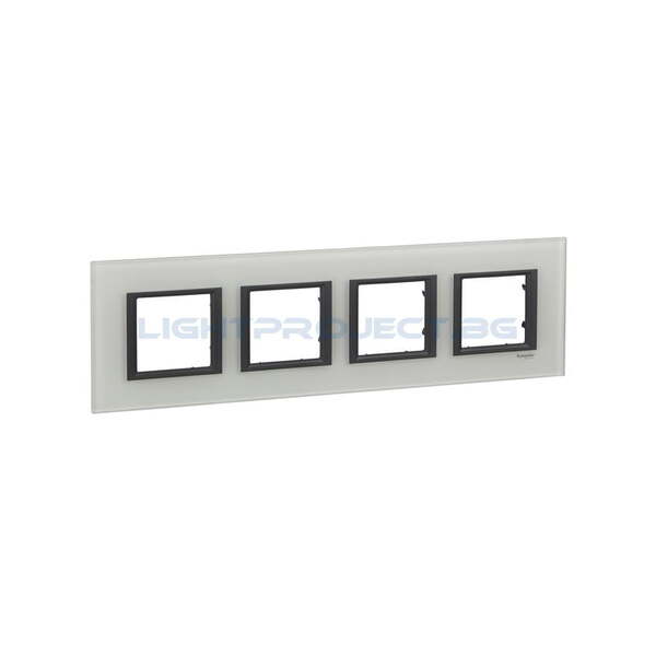 SCHNEIDER ELECTRIC MGU68.008.7C2 ДЕКОРАТИВНА РАМКА ЧЕТВОРНА КРИСТАЛНО БЯЛО UNICA CLASS