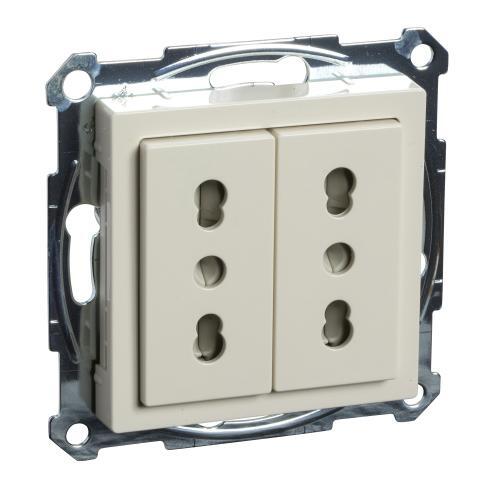 SCHNEIDER ELECTRIC MTN2162-0344 МЕХАНИЗЪМ ДВОЕН КОНТАКТ ИТАЛИАНСКИ С ЛИЦЕВ ПАНЕЛ КРЕМА SYSTEM M