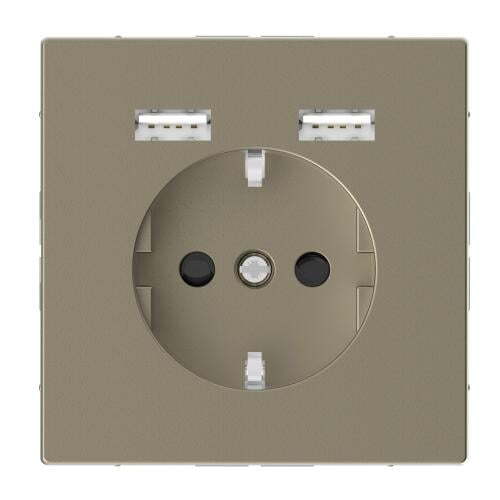 SCHNEIDER ELECTRIC MTN2366-6033 МЕХАНИЗЪМ КОНТАКТ ШУКО 16А + 2ХUSB CHARGER 2400MA С ЛИЦЕВ ПАНЕЛ САХАРА SYSTEM DESIGN