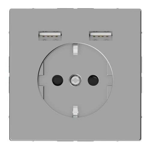 SCHNEIDER ELECTRIC MTN2366-6036 МЕХАНИЗЪМ КОНТАКТ ШУКО 16А + 2ХUSB CHARGER 2400MA С ЛИЦЕВ ПАНЕЛ НЕРЪЖДАЕМА СТОМАНА SYSTEM DESIGN