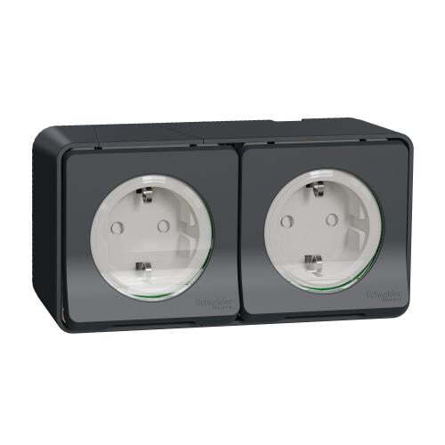 SCHNEIDER ELECTRIC ВЛАГОЗАЩИТЕН КОНТАКТ ДВОЕН MUR36029 MUREVA STYL АНТРАЦИТ