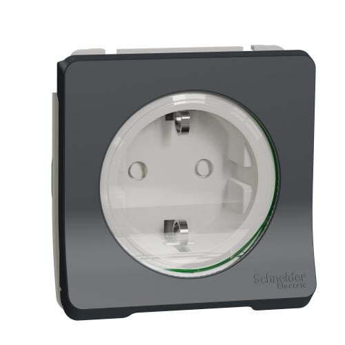 SCHNEIDER ELECTRIC КОНТАКТ ШУКО 16А С ДЕТСКА ЗАЩИТА МЕХАНИЗЪМ IP55 АВТОМАТИЧНИ КЛЕМИ, АНТРАЦИТ MUR36134