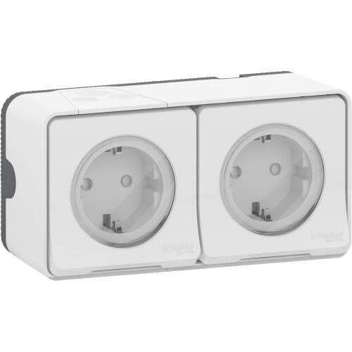 SCHNEIDER ELECTRIC ВЛАГОЗАЩИТЕН КОНТАКТ ДВОЕН MUR39035 MUREVA STYL БЯЛ