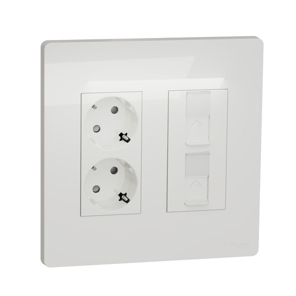 SCHNEIDER ELECTRIC NEW UNICA ПАНЕЛ 2 КОЛОНИ (2 КОНТ. + 2 RJ), БЯЛ
