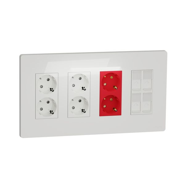 SCHNEIDER ELECTRIC NEW UNICA ПАНЕЛ 4 КОЛОНИ(2 КОНТ.+2 КОНТ.+4 RJ), БЯЛ