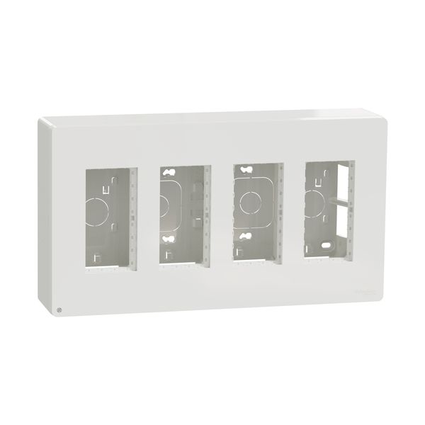 SCHNEIDER ELECTRIC NEW UNICA СТЕННА КУТИЯ, 4 КОЛОНИ, АНТИБАКТ., БЯЛА