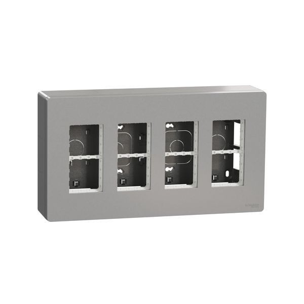 SCHNEIDER ELECTRIC NEW UNICA ИНСТАЛАЦИОННА КУТИЯ 4 КОЛОНИ, АЛУМИНИЙ