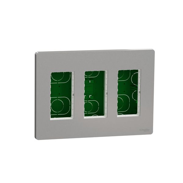 SCHNEIDER ELECTRIC NEW UNICA ИНСТАЛАЦИОННА КУТИЯ ЗА ВГРАЖДАНЕ 3 КОЛОНИ, АЛУМИНИЙ