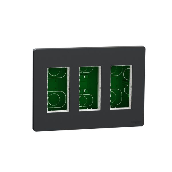 SCHNEIDER ELECTRIC NEW UNICA ИНСТАЛАЦИОННА КУТИЯ ЗА ВГРАЖДАНЕ 3 КОЛОНИ, АНТРАЦИТ