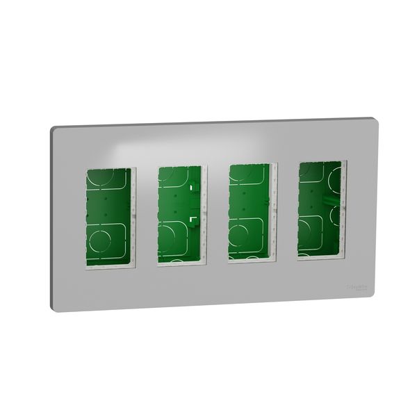SCHNEIDER ELECTRIC NEW UNICA ИНСТАЛАЦИОННА КУТИЯ ЗА ВГРАЖДАНЕ 4 КОЛОНИ, АЛУМИНИЙ