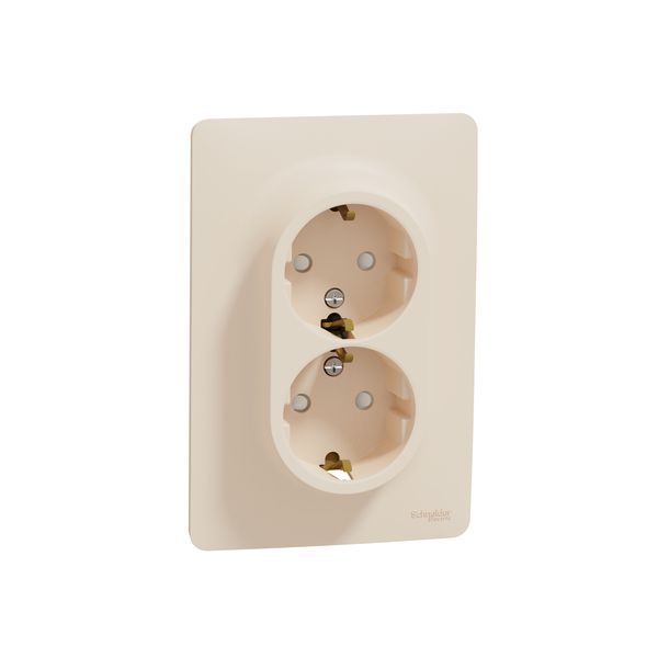 SCHNEIDER ELECTRIC NEW UNICA ДВОЕН КОНТАКТ, ШУКО, 2P+E 16A, СЛОНОВА КОСТ