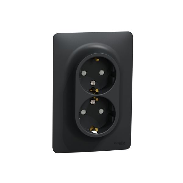 SCHNEIDER ELECTRIC NEW UNICA ДВОЕН КОНТАКТ, ШУКО, 2P+E 16A, АНТРАЦИТ