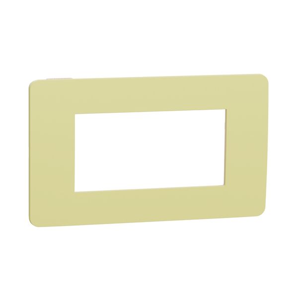 SCHNEIDER ELECTRIC NEW UNICA РАМКА 4 МОДУЛА, ЗЕЛЕНА ЯБЪЛКА/СЛОНОВА КОСТ