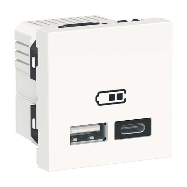 SCHNEIDER ELECTRIC NEW UNICA ДВОЙНО USB ЗАРЯДНО 2.0, A+C, БЯЛ