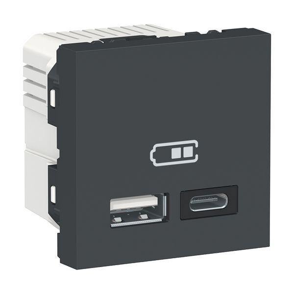 SCHNEIDER ELECTRIC NEW UNICA ДВОЙНО USB ЗАРЯДНО 2.0, A+C, АНТРАЦИТ