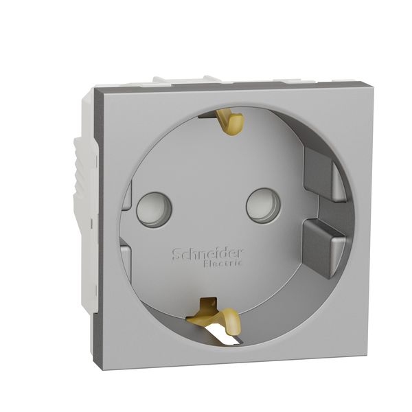 SCHNEIDER ELECTRIC NEW UNICA КОНТАКТ ШУКО С ДЗ 2P+E 16A, АЛУМИНИЙ