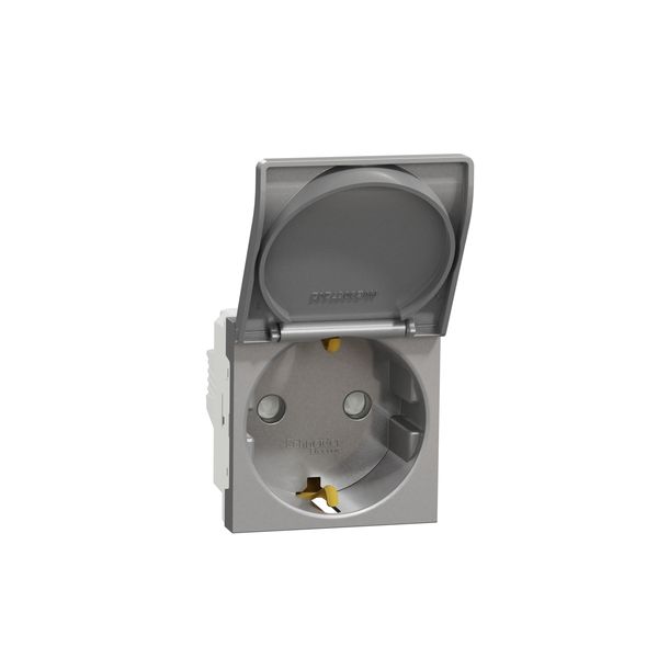 SCHNEIDER ELECTRIC NEW UNICA КОНТАКТ ШУКО С ДЗ+ КАПАК 2P+E 16A, АЛУМИНИЙ