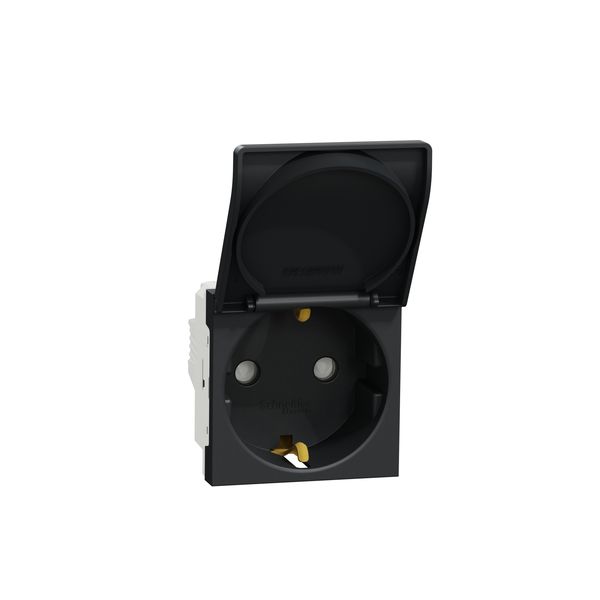 SCHNEIDER ELECTRIC NEW UNICA КОНТАКТ ШУКО С ДЗ+ КАПАК 2P+E 16A, АНТРАЦИТ
