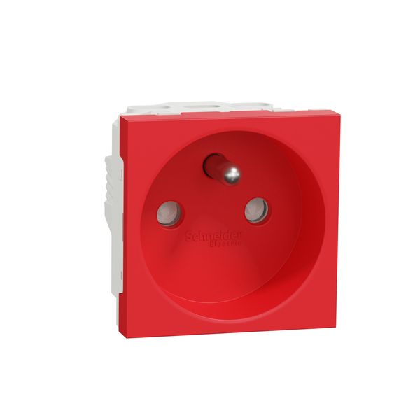 SCHNEIDER ELECTRIC NEW UNICA КОНТАКТ ФР. СТАНДАРТ 2P+E 16A, ЧЕРВЕН