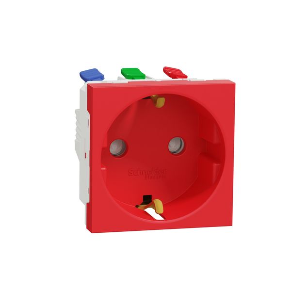 SCHNEIDER ELECTRIC NEW UNICA NEW UNICA - ЕДИНИЧЕН КОНТАКТ ШУКО - 2P+E - 16A, БЕЗВИНТОВО СВЪРЗВАНЕ 250V - IP21 D - ЧЕРВЕН
