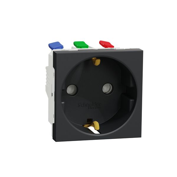 SCHNEIDER ELECTRIC NEW UNICA NEW UNICA - ЕДИНИЧЕН КОНТАКТ ШУКО - 2P+E - 16A 250V, БЕЗВИНТОВО СВЪРЗВАНЕ - IP21D - АНТРАЦИТ
