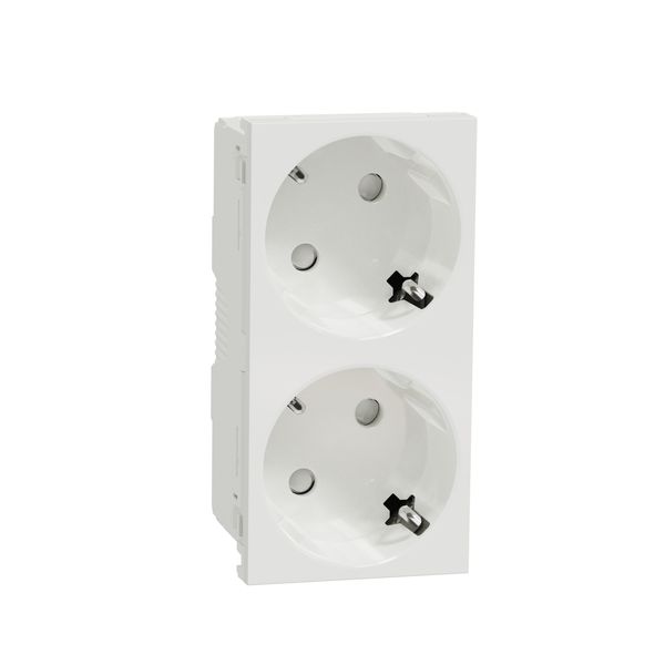 SCHNEIDER ELECTRIC NEW UNICA NEW UNICA, ДВОЕН КОНТАКТ ШУКО С ДЕТСКА ЗАЩИТА, 2P+E, 16A 250V,БЕЗВИНТОВО СВЪРЗВАНЕ - IP21 D, БЯЛ