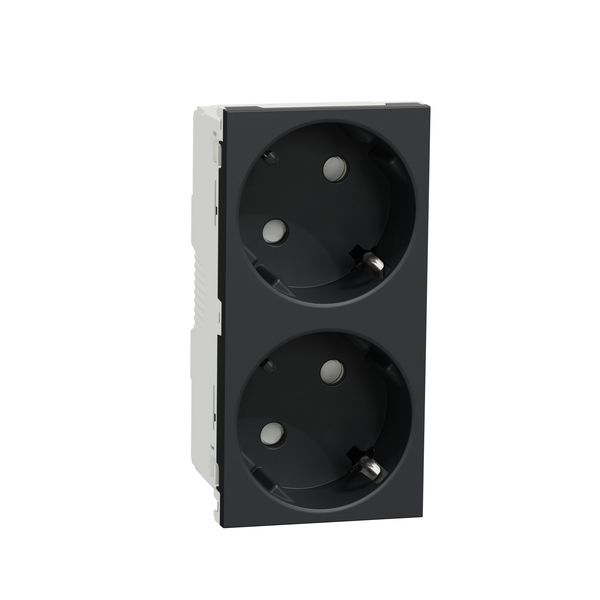 SCHNEIDER ELECTRIC NEW UNICA NEW UNICA, ДВОЕН КОНТАКТ ШУКО С ДЕТСКА ЗАЩИТА, 2P+E, 16A 250V, БЕЗВИНТОВО СВЪРЗВАНЕ - IP21 D, АНТРАЦИТ