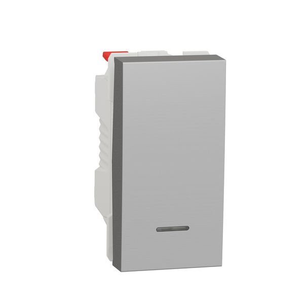 SCHNEIDER ELECTRIC NEW UNICA БУТОН С ЛОКАТОРНА ЛАМПА 10А, 1 МОДУЛ, АЛУМИНИЙ