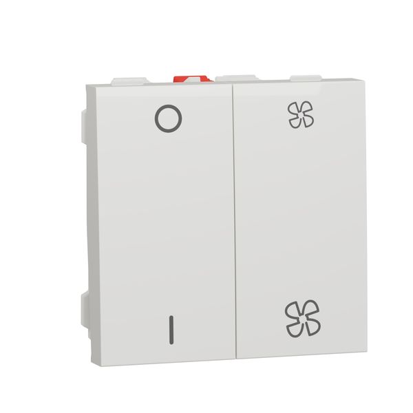 SCHNEIDER ELECTRIC NEW UNICA КЛЮЧ ЗА ВЕНТИЛАТОР ON/OFF, 2 СКОРОСТИ, 2 МОДУЛА, БЯЛ
