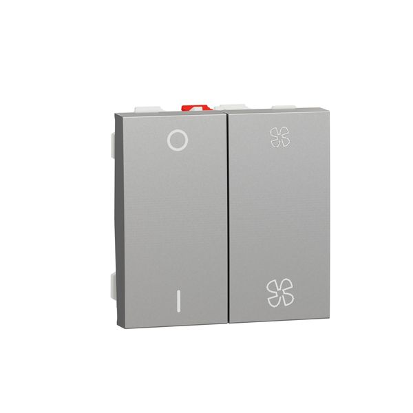 SCHNEIDER ELECTRIC NEW UNICA КЛЮЧ ЗА ВЕНТИЛАТОР ON/OFF, 2 СКОРОСТИ, 2 МОДУЛА, АЛУМИНИЙ