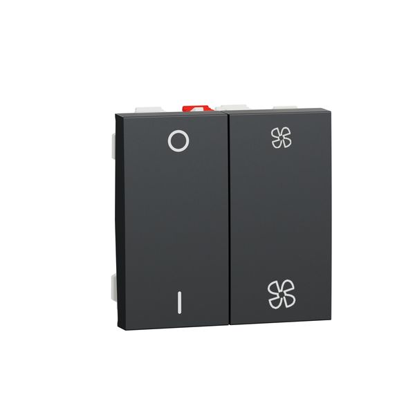 SCHNEIDER ELECTRIC NEW UNICA КЛЮЧ ЗА ВЕНТИЛАТОР ON/OFF, 2 СКОРОСТИ, 2 МОДУЛА, АНТРАЦИТ