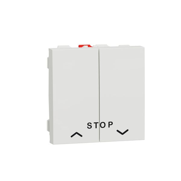 SCHNEIDER ELECTRIC NEW UNICA БУТОН ЗА ЩОРИ + STOP, 10A, 2 МОДУЛА, БЯЛ