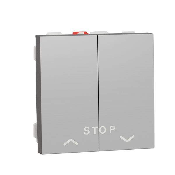 SCHNEIDER ELECTRIC NEW UNICA БУТОН ЗА ЩОРИ + STOP, 10A, 2 МОДУЛА, АЛУМИНИЙ