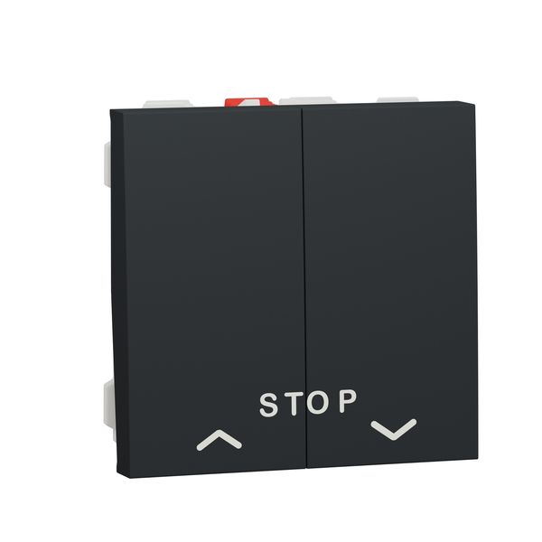 SCHNEIDER ELECTRIC NEW UNICA БУТОН ЗА ЩОРИ + STOP, 10A, 2 МОДУЛА, АНТРАЦИТ
