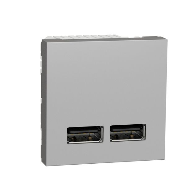 SCHNEIDER ELECTRIC NEW UNICA ДВОЙНО USB ЗАРЯДНО 2.0, АЛУМИНИЙ