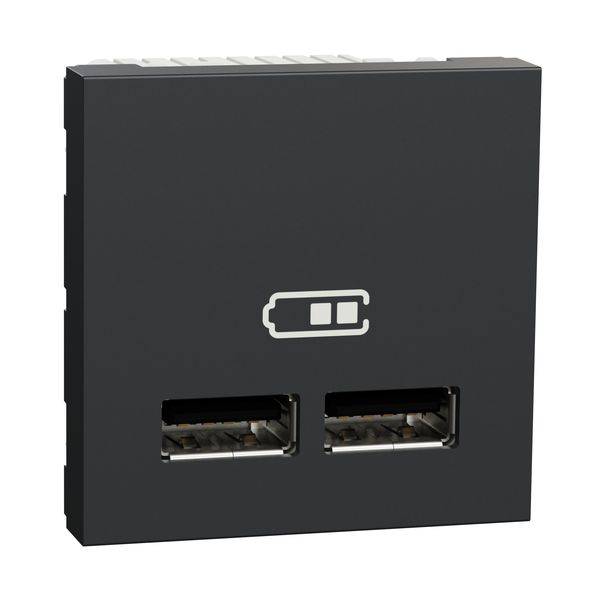 SCHNEIDER ELECTRIC NEW UNICA ДВОЙНО USB ЗАРЯДНО 2.0, АНТРАЦИТ