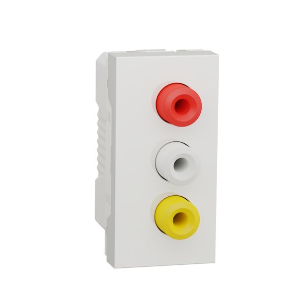 SCHNEIDER ELECTRIC NEW UNICA 3 RCA КОНЕКТОРА 1 МОДУЛ, БЯЛ