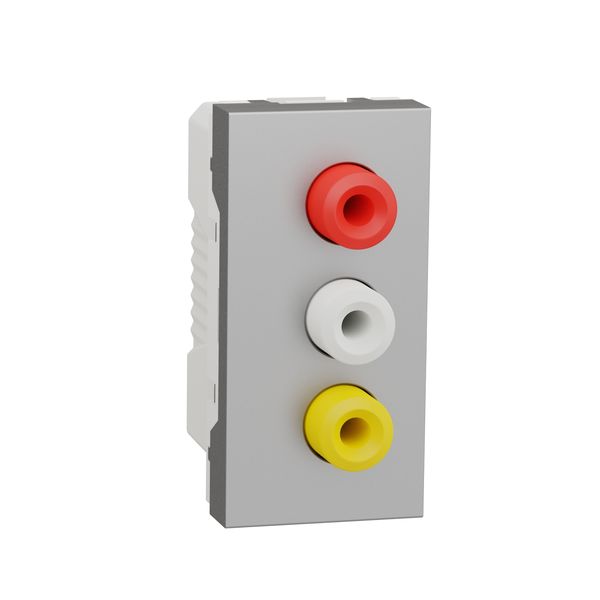SCHNEIDER ELECTRIC NEW UNICA 3 RCA КОНЕКТОРА 1 МОДУЛ, АЛУМИНИЙ